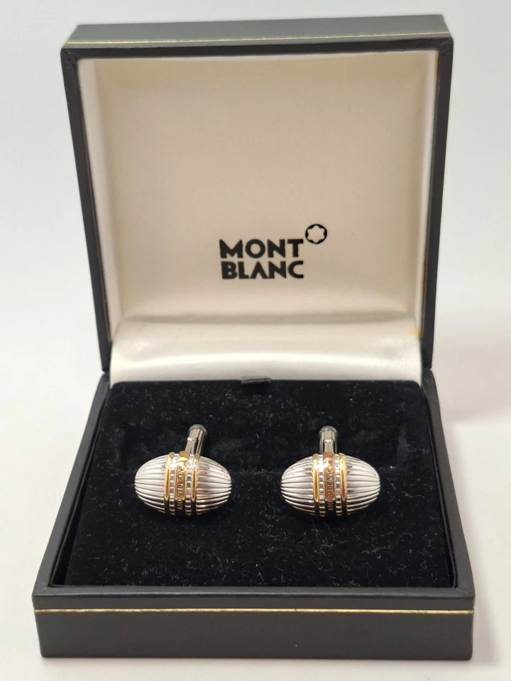 Auténticos gemelos Montblanc oro plata 925 grabados ovalados Foto 1 de 4