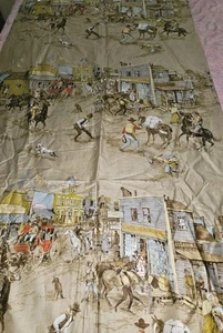Vtg HTF Everglaze Old West Theme Cotton Fabric, Horses,Coach Saloon Etc 1 Yrd 32 - Picture 1 of 16