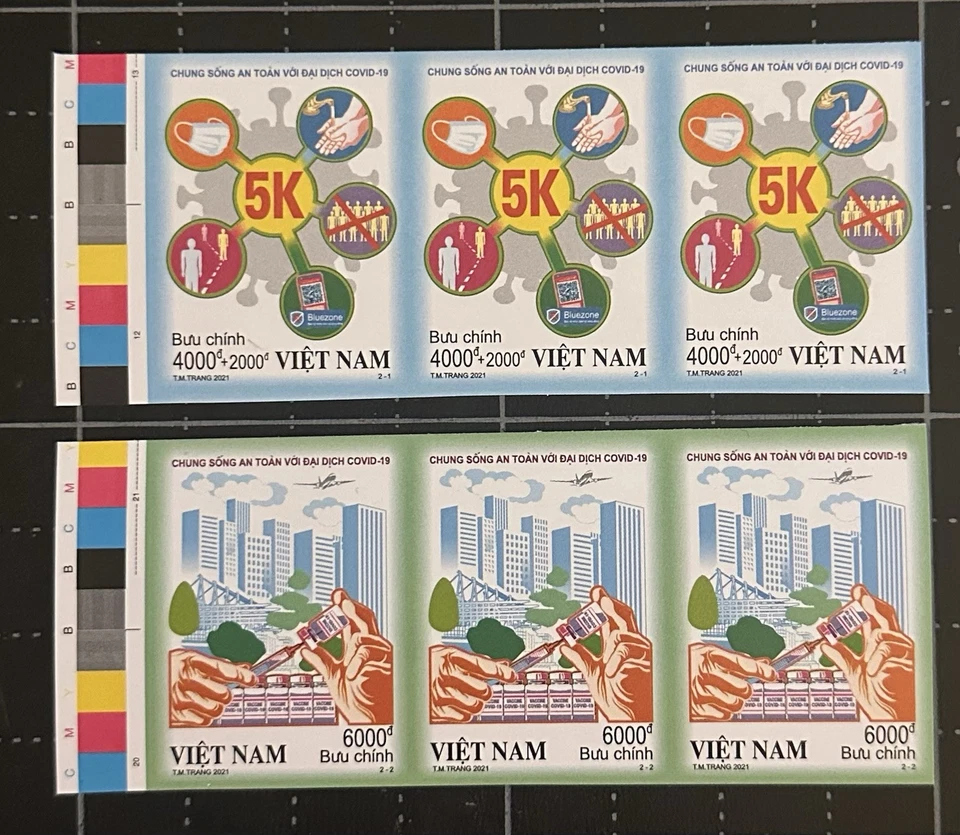 Vietnam 2021 Viviendo con Pandemia Antivirus NCOV Como Nuevo Sello Tira Imperforada Foto 1 de 1