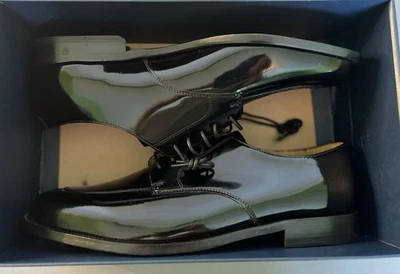 NUEVO Cole Haan Hombres 13 D Calhoun Puntera Dividida Oxfords Negro Charol Nuevo en Caja C00588 Foto 1 de 4