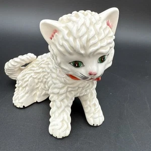 Vintage 1950s Mid Century Modern Italian Spaghetti Pottery Green Eyed Cat - Picture 1 of 7