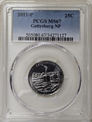 2011-P 25C PCGS MS67 - Clad Gettysburg Quarter - Image 1 of 2