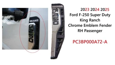 Ford F-250 SD King Ranch 2023 2024 2025 emblema guardabarros delantero derecho PC3BP000A72A Foto 1 de 2