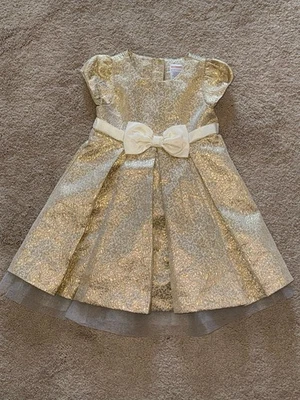 Usado en Excelente Condición Vestido de Fiesta Gymboree Infantil Niñas Dorado Metálico Talla 18-24 Meses Foto 1 de 3