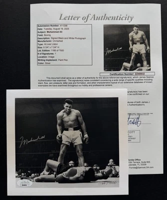 Muhammad Ali Signed Iconic Standing Over Liston Photo JSA LOA The Greatest Boxer - Image 1 of 4