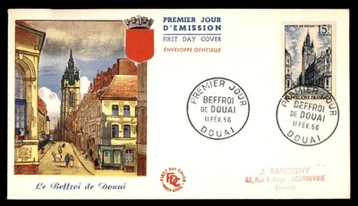 Mayfairstamps France FDC 1956 Building Tower Le Beffroi de Douai First Day Cover - Image 1 of 2