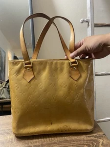 Louis Vuitton Vernis Houston Yellow Patent Leather Hand Tote Bag Fair Condition - Picture 1 of 21