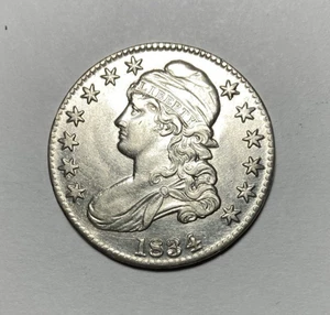 1834 Large Letters Capped Bust Half Dollar White Bright AU++ - Picture 1 of 2