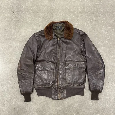 Винтажная военная кожаная летная куртка 70-х Vietnam Brill Bros G-1 мужская размер 44 - Изображение 1 из 4