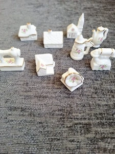 Artículos en miniatura vintage de porcelana de hueso de rosa de cabaña X 9 porcelana de hueso - Imagen 1 de 13