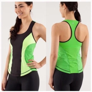 Lululemon Green Black Cardio Kick Tank Top Size 4 - Picture 1 of 7