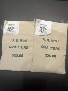 1998- P.D. State Quarters Florida $25 U.S. Mint Sewn Bags - Picture 1 of 1