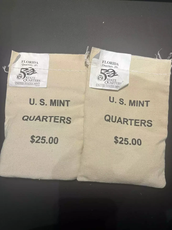 1998- P.D. State Quarters Florida $25 U.S. Mint Sewn Bags - Image 1 of 1