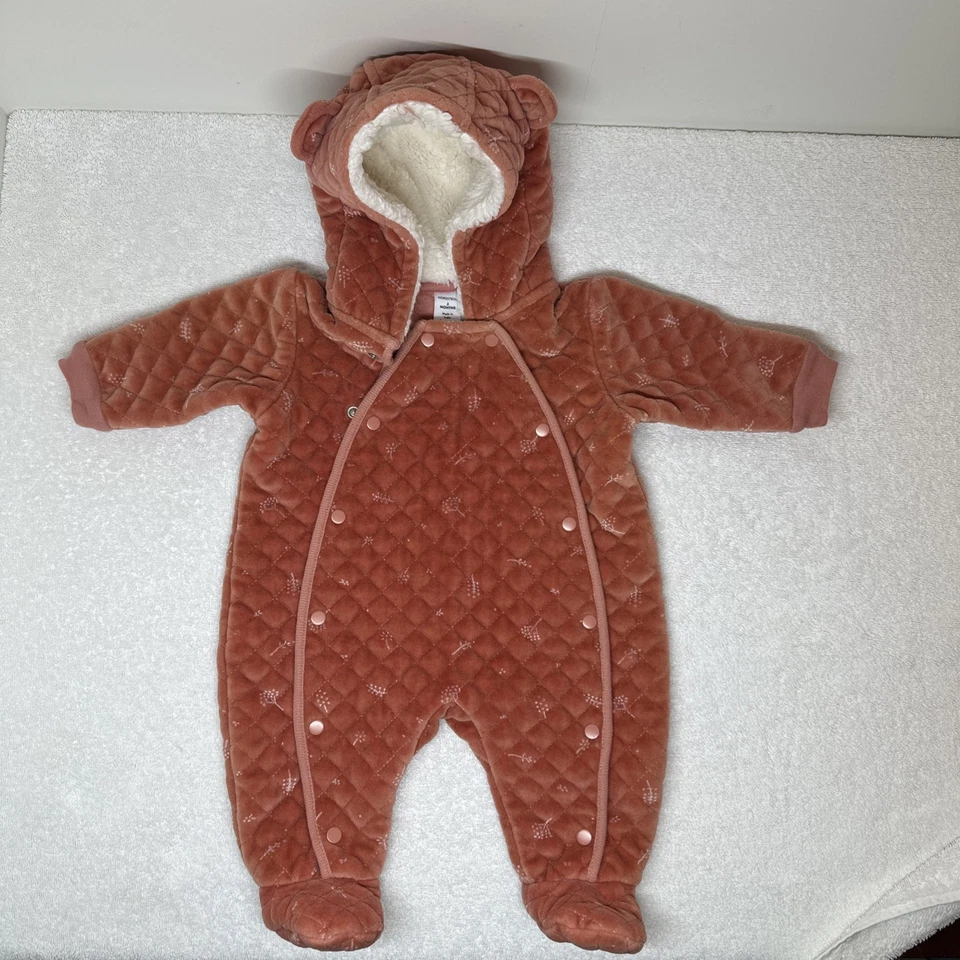 Nordstrom Bunting Conjunto Chaqueta Oso Bebé Invierno Clima Frío Acolchado 0-3 meses Foto 1 de 4