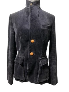 Vintage RALPH LAUREN Corduroy Jacket Womens Size 10 Black Chore Blazer Run Small - Picture 1 of 12