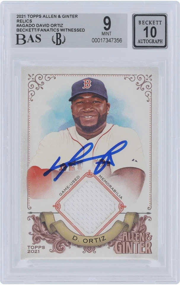 David Ortiz Red Sox Signed 2021 Topps Allen & Ginter Jersey AGA-DO BAS 9/10 Card - Image 1 of 3