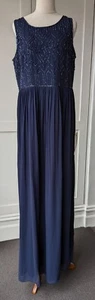 Adrianna Pappell Navy Gown Size 16 Formal Dress Beaded Sleeveless Chiffon - Picture 1 of 7