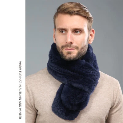 Bufanda de piel de conejo real para hombre gruesa invierno cálido cuello envolvente varios tamaños Foto 1 de 4