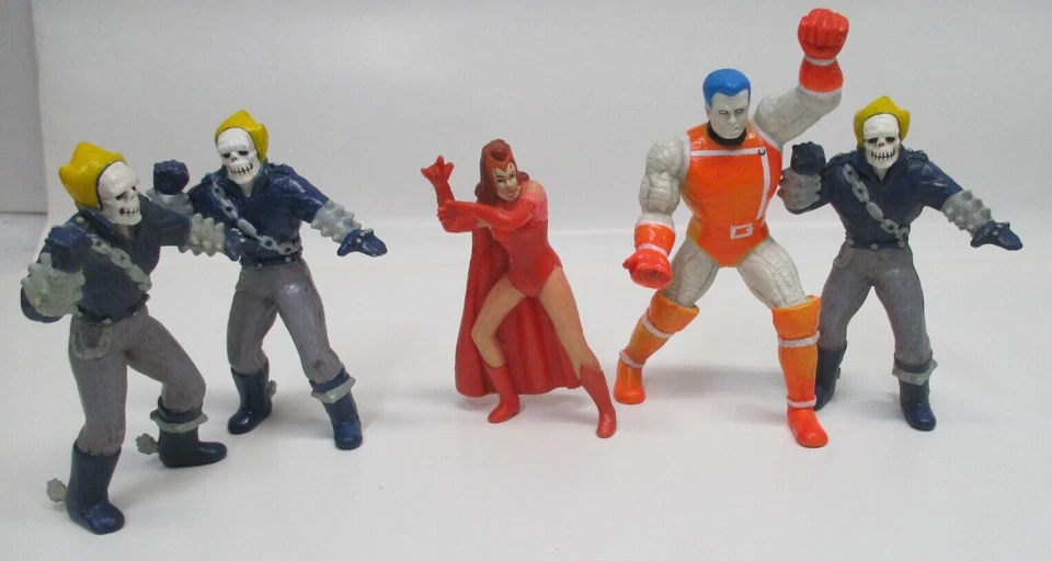 1990 批量 5 漫威漫画 PVC 公仔 Scarlet Witch Ghost Rider COLOSSUS CM2825 — 第 1/1 张图片