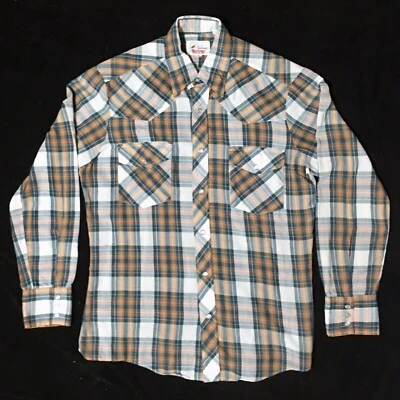 Camisa Vintage Bad Birmania Westerner Hombre Med. Broches de presión 15-15 1/2 perlas manga larga Foto 1 de 4