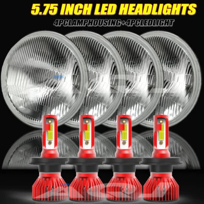 4PCS 5.75 5 3/4 white LED Headlights for Kenworth W-900A W900A Peterbilt 359 - Image 1 of 4