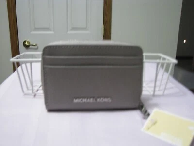 MICHAEL KORS MONEY PIECES GRIS PERLA ZA MONEDERO TARJETERO CUERO NUEVO CON ETIQUETAS AUTÉNTICO Foto 1 de 4