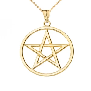"Collar Colgante de Amistad Pentagrama de Oro Amarillo Sólido 14" 16"" 18"" 20"" 22" - Imagen 1 de 8