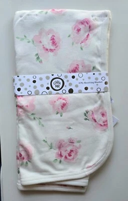 Manta Receptora Little Me 2 Capas Rosa Rosas y Crema Bebé Niña Algodón Suave NUEVA Foto 1 de 3