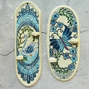 Caralyn Kieckhaefer Embossed Blue Country House Wall Art Lot of 2 - Picture 1 of 11