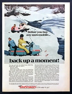 Johnson Skee-Horse 1970 moto de nieve foto ""It Easily Backs Up"" anuncio impreso vintage - Imagen 1 de 1