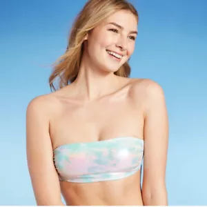 Bathing Suits for Women Size M Xhilaration Tie-Dye Metallic Bandeau Bikini Top - Picture 1 of 7