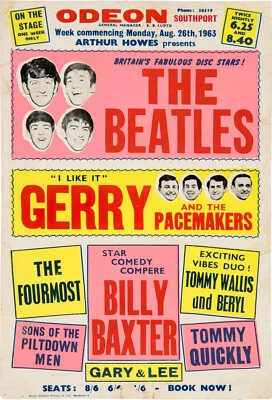 THE BEATLES Concert Window Poster - Odeon, Southport 1963 - 10"x6" reprint