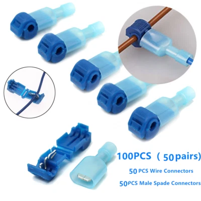 100X Car Quick Splice Lock Wire Terminals Connectors Electrical Crimp Cable Snap - Image 1 of 4