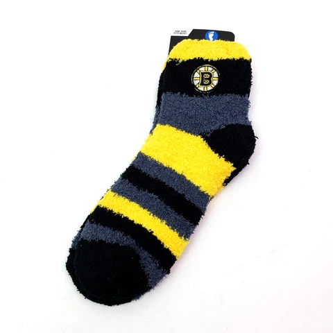 Boston Bruins NHL For Bare Feet Rainbow Stripe Fuzzy Sleep Soft Socks OSFM Cover