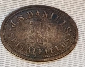 Spitalfields London Market  Daniels 1 SHILLING Tokens Fruit & Potatoe Farmers  - Picture 1 of 11