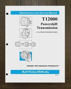 T-12000 Powershift Transmission Service Repair Manual Fits Dana 3-4-6 Speed ID 8 - Picture 1 of 13