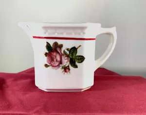 VINTAGE SYRACUSE CHINA ECONO-RIM CREAMER ~ ROSE PATTERN ~ ca 1940 (6-U) - Picture 1 of 7