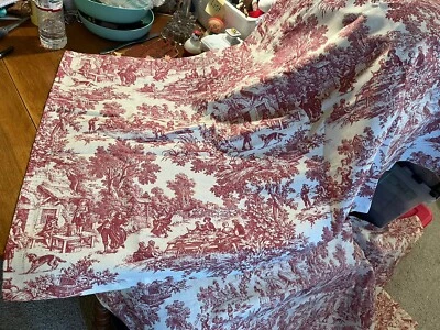 "Par de cortinas de baño 100 % algodón rojo y blanco cremoso barra deslizante 56"" de ancho 24"" de largo" Foto 1 de 4