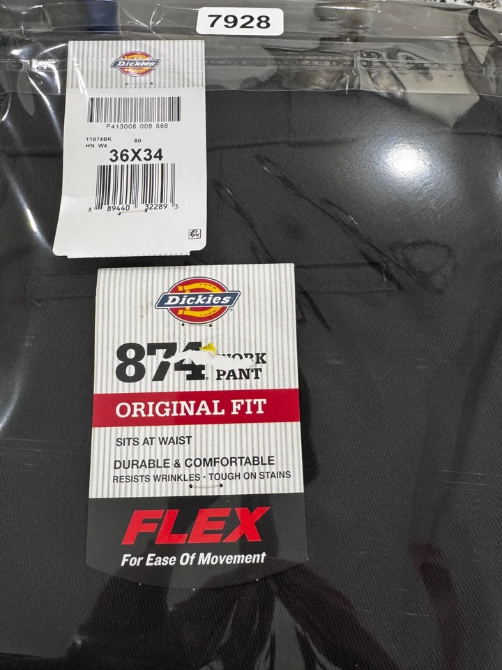 Pantalón de Trabajo Dickies 874 Ajuste Original Negro Talla 36x34 Duradero, Resistente a Arrugas Foto 1 de 1