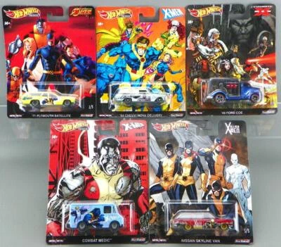 Hot Wheels 2018 Marvel X-MEN Real Riders Wolverine Beast Skyline Nova Set 5 NEW - Image 1 of 4
