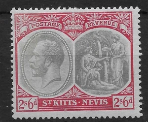 ST.KITTS-NEVIS SG33x 1920 2/6 GREY & RED ON BLUE WMK S/WAYS REVERSED MTD MINT - Picture 1 of 1
