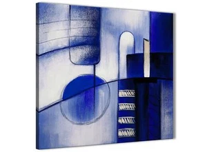Indigo Blue Cream Painting Hallway Canvas Decorations - Abstract 1s418m - 64cm - Picture 1 of 4