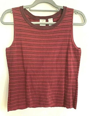 Блузка Emma James средняя без рукавов топ бордовая черная шелковая/хлопковая смесь - Изображение 1 из 4