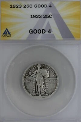 1923  .25   ANACS   G 4   Standing Liberty Quarter, Liberty 25 Cents - Image 1 of 2