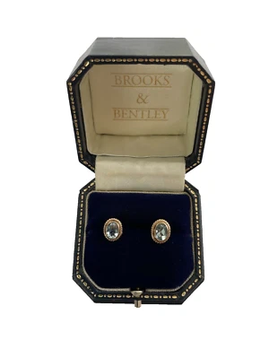 Pendientes de aguamarina 1993 oro de 9 quilates 1 quilate oro aguamarina pendientes vintage Foto 1 de 4