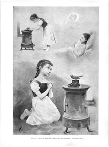 SANTA CLAUS IN FRANCE.VTG 1891 HARPER'S 11" x 8" ENGRAVING PRINT - Picture 1 of 2