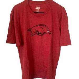 Sz L Arkansas Razorbacks T-Shirt Mens Red Regular Fit NCAA U Of A Football Sport - Picture 1 of 4