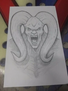 Demon horror ORIGINAL art 11x17 sketch RARE pencils comic drawing signed paper  - Picture 1 of 1