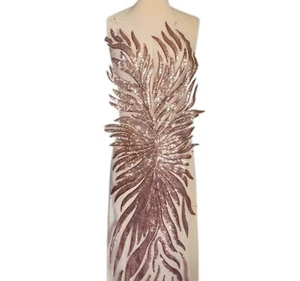 Champagne Oro Rosa Lentejuelas Red Vestido Apliques Bordado Parche Encaje - Imagen 1 de 1