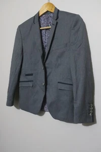 Bergamo Uomo Kids by Milano Boys Gray 2 Button Blazer Suit Jacket Navy Trim 12 - Picture 1 of 7